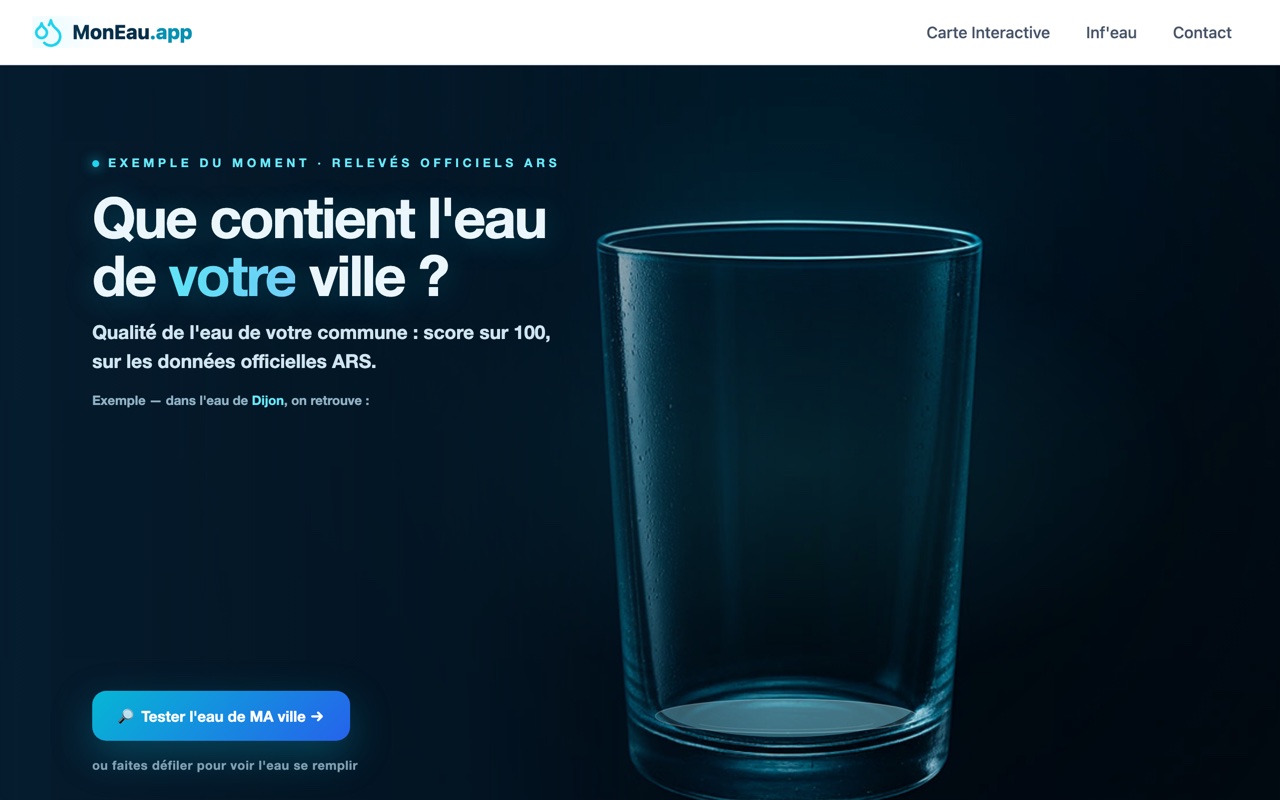 MonEau.app — qualité de l'eau, 35 000 communes